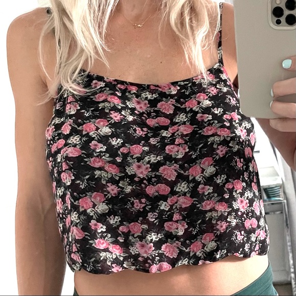 FOREVER 21 M Floral Cropped Blouse (Worn) - Picture 3 of 3